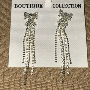 Rhinestone Bow Tie dangling Earrings